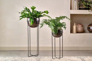 nkuku Endo Reclaimed Iron Planter Stand | Vases & Planters | Small | Black