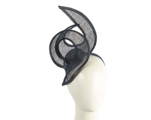 Edgy navy sinamay fascinator by Max Alexander