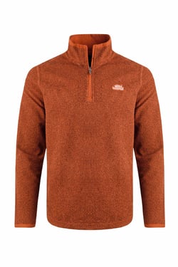 Weird Fish Errill 1/4 Zip Textured Fleece Brick Orange Size XL