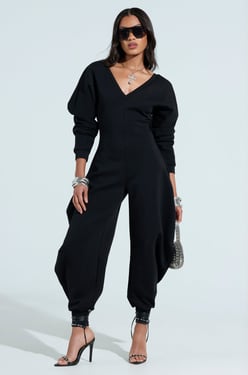 AKIRA Comfy Cozy Sweatshirt Jumpsuit | Black | Size 1X