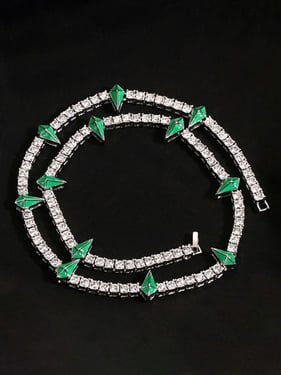 Thesupermade Hip Hop Collarbone Chain Necklace - 2221 - Green / ONE SIZE