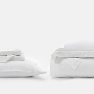 Signature Bedding Set Twin XL PROSSIONI® White Beach House Linen , Luxury Organic Bedding and Sheet Sets , PROSSIONI