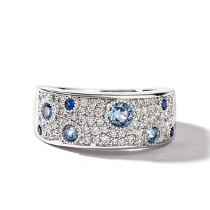 Jeulia "Landscape in Galaxy" Round Cut Sterling Silver Women's Band