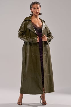AKIRA Gemini Everyday Trench In Olive | Size 1X