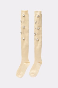 AKIRA Coco Embellished Socks | Cream