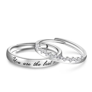 Jeulia "Endless Love" Sterling Silver Adjustable Couple Rings