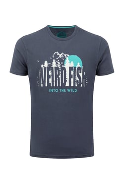 Weird Fish Into The Wild Front Print Graphic T-Shirt Navy Size XL