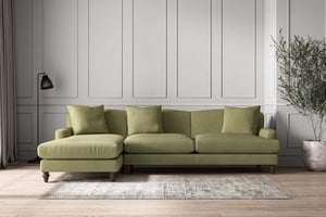 nkuku Deni Left Hand Chaise Sofa | Make To Order | Grand | Brera Linen Sage