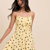 Yellow Polka Dot Button Front Cerys Mini Dress