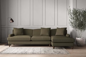 nkuku Deni Right Hand Chaise Sofa | Make To Order | Grand | Recycled Cotton Moss