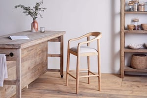 nkuku Anbu Mango Wood Upholstered Counter Dining Chair | Seating | One Size | Natural