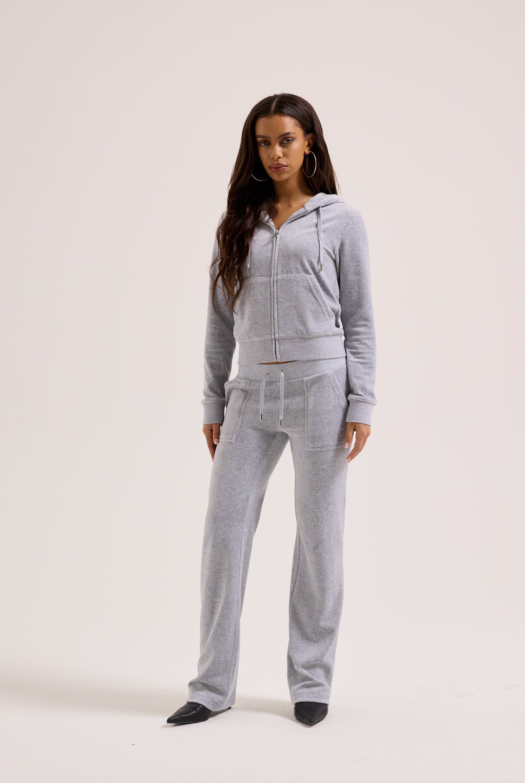 SILVER MARL COTTON VELOUR DEL RAY POCKETED BOTTOMS - XXXL / Grey