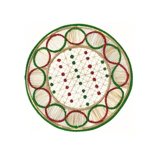 Christmas Holiday Handwoven Round Palm Placemat