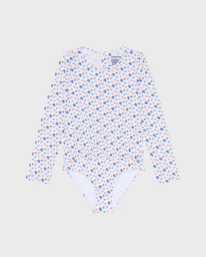 Vilebrequin - Girls One-piece Zipped Swimsuit Rashguard Micro Ronde Des Tortues - Rashguard - Galaxy - White - Size 14