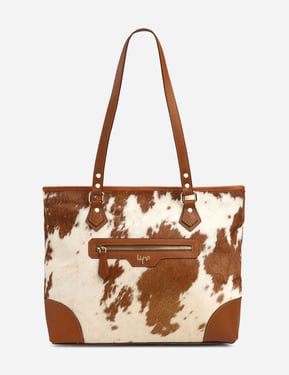 Oasis Illusion Tote Bag - Natural Tan Cowhide Leather - Tan