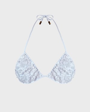 Vilebrequin - Women Triangle Bikini Top Embroidered Guipure Florale - Swimwear - Saint - White - Size M/L