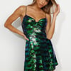 Lighting Up Mini Dress Green