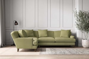 nkuku Deni Large Left Hand Corner Sofa | Make To Order | Brera Linen Sage | No Colour