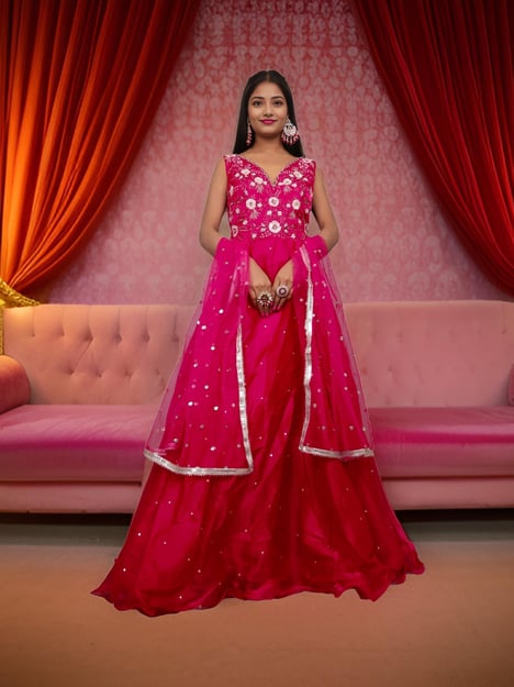 Gown with Sequin & Cut Dana Work by Shreekama