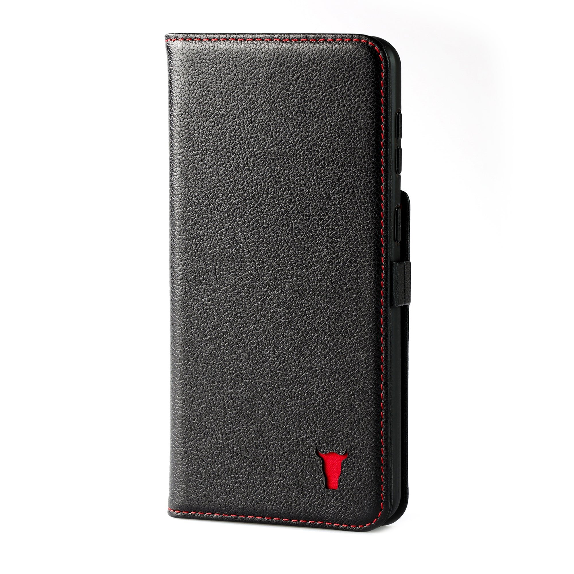 Galaxy S21 Ultra 5G Leather Case (with stand function) - Black with Red Detail