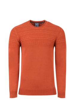 Weird Fish Fahri Mixed Stitch Crew Neck Jumper Rust Leaves Size XL