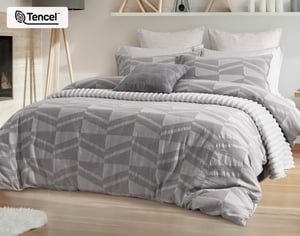 QE Home Mazama Duvet Cover, Cotton, TENCEL™ Lyocell, Geometric, Grey, Double
