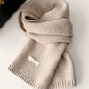 100% Wool Solid-Color Woven Scarf - Ivory / One Size