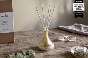 nkuku Oakmoss & Rose Scented Reed Diffuser | Candles & Home Fragrance | Yellow | 200Ml