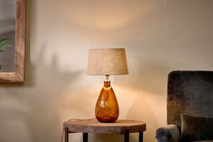 nkuku Baba Recycled Glass Lamp | Lamps | Small Tall | Burnt Amber