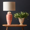 Waldo table lamp with vermillion stripes