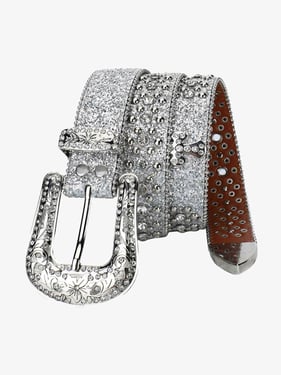 Thesupermade Studded Rhinestone Belt-1797 - Silver / 125CM