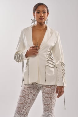 AKIRA Pretty Please Lace Up Blazer | Size 1X