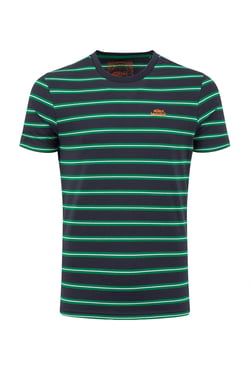 Weird Fish Finn Striped Branded T-Shirt Heritage Green Size XL