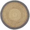 Jute Border Rug Grey - 150cm Circle