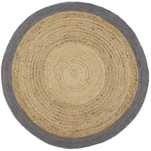 Jute Border Rug Grey - 150cm Circle