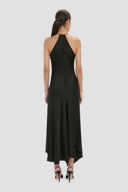 Victoria Beckham Halter Neck Midi Dress In Black - 14 - Womens
