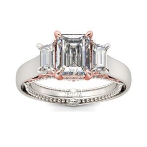 Jeulia Vintage Three Stone Emerald Cut Sterling Silver Ring
