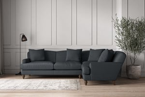 nkuku Deni Large Left Hand Corner Sofa | Make To Order | Recycled Cotton Mercury | No Colour