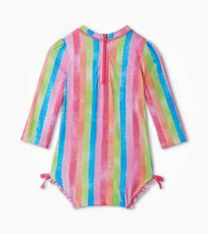 Baby Girls Rainbow Stripes Rashguard Swimsuit