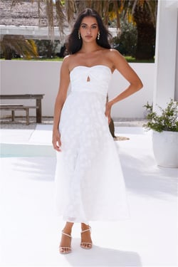 Talk About Yourself Strapless Maxi Dress White