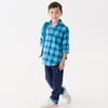 Boys Blue Stone Plaid Button Down Shirt