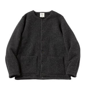 Jackman Wool Collarless Knit Jacket Heather Black