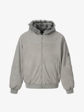 Street Fur Reversible Hooded Jacket - 2493 - Gray / XL