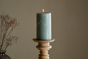 nkuku Rustic Soy Blend Pillar Candle | Candles & Home Fragrance | Sage Green | Large 18 x 10 cm
