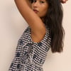 Navy Gingham Side Tie Swing Top