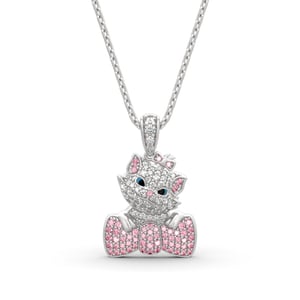Jeulia "I Love Cats" Bow Design Sterling Silver Necklace