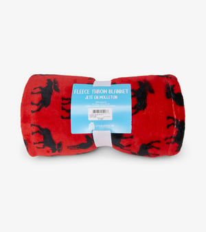 Moose On Red Fleece Blanket