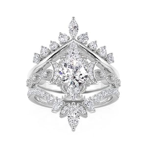 Jeulia Vintage Cluster Pear Shaped Wedding Ring Set 3pcs