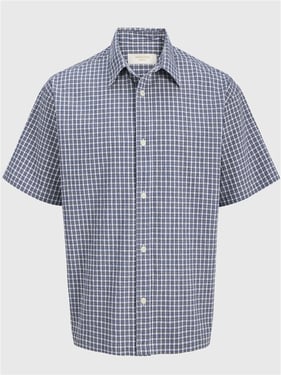 Jack & Jones Rcotedazur Seersucker Check Shirt - Blue - XL