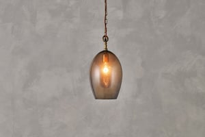nkuku Otoro Recycled Glass Pendant Oval | Lights | Small Oval | Smoke